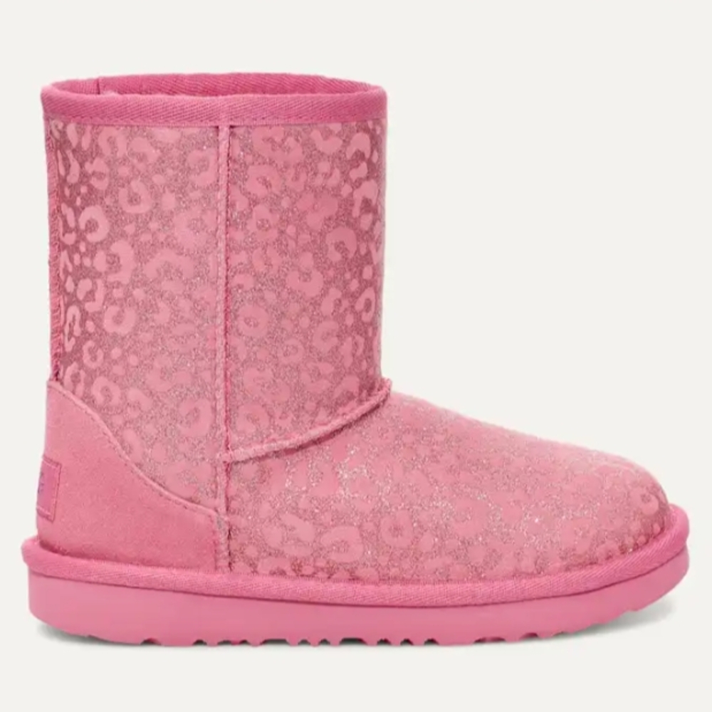 UGG Kids Glittery Pink Leopard Print Furry Boots